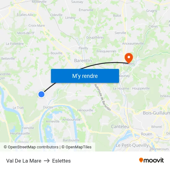 Val De La Mare to Eslettes map