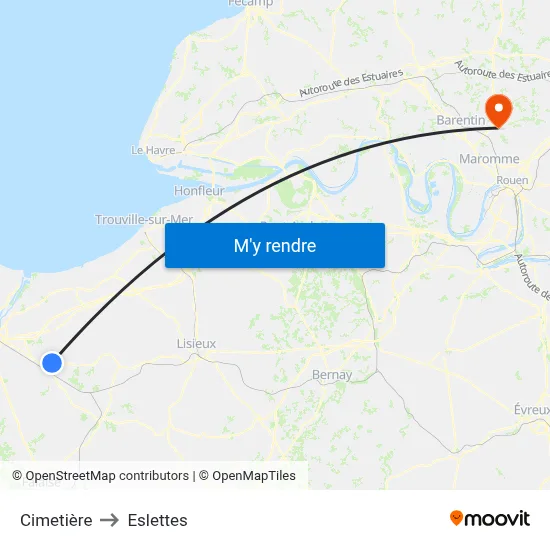 Cimetière to Eslettes map