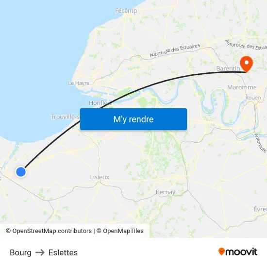 Bourg to Eslettes map
