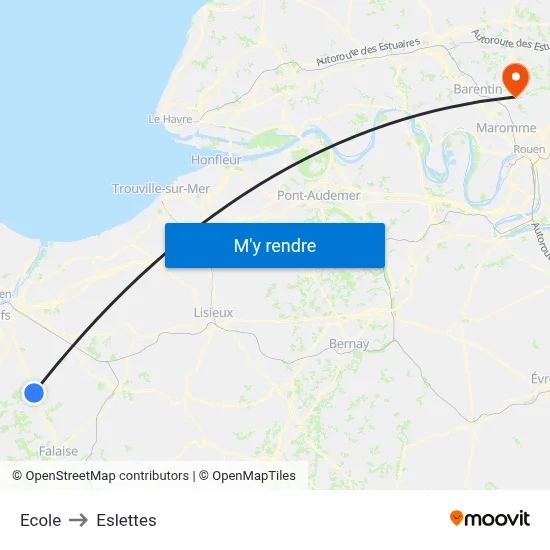 Ecole to Eslettes map