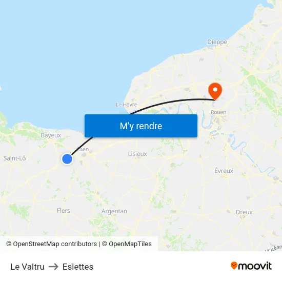 Le Valtru to Eslettes map