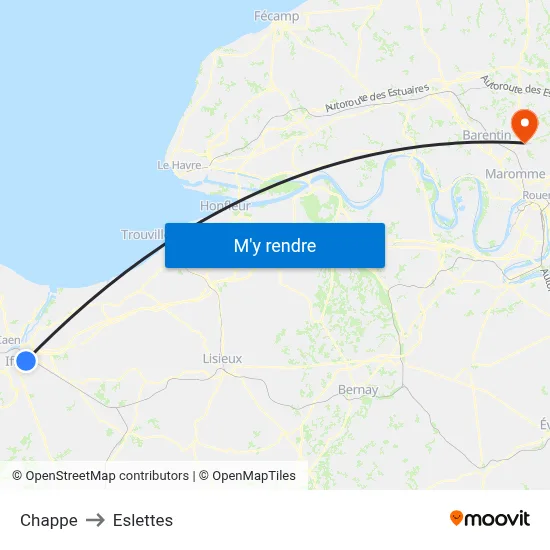 Chappe to Eslettes map