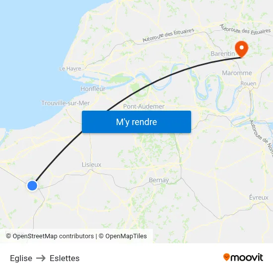 Eglise to Eslettes map