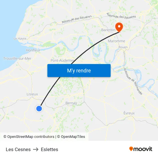 Les Cesnes to Eslettes map