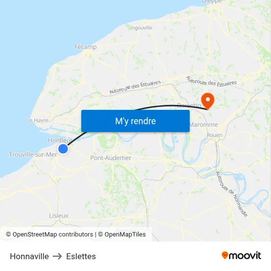 Honnaville to Eslettes map