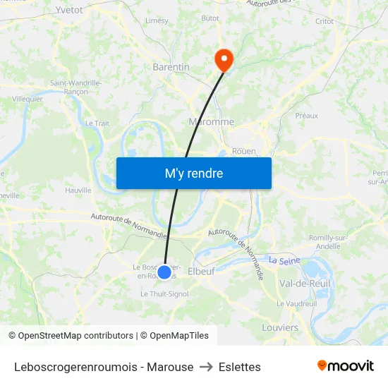 Leboscrogerenroumois - Marouse to Eslettes map