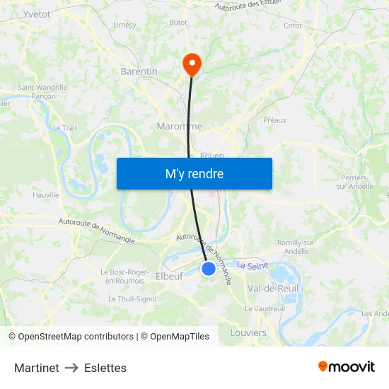 Martinet to Eslettes map