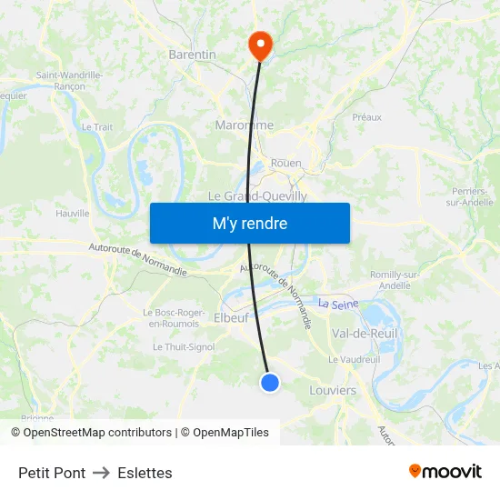 Petit Pont to Eslettes map