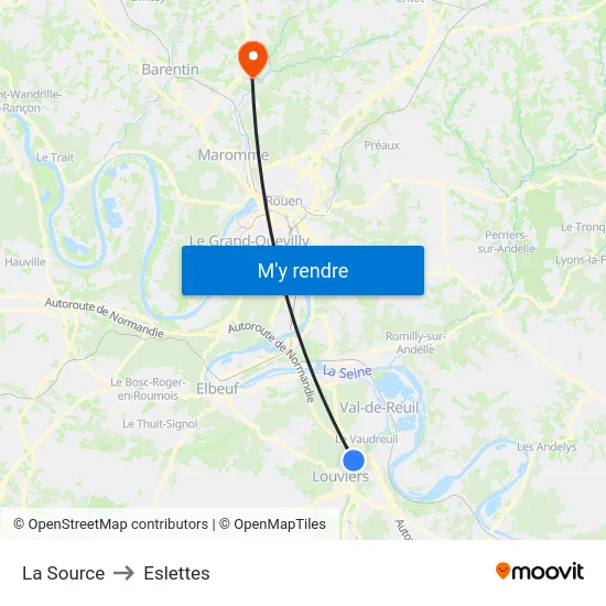 La Source to Eslettes map