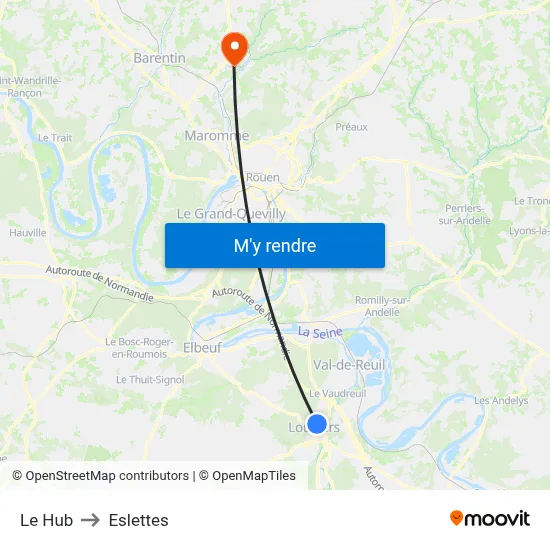 Le Hub to Eslettes map