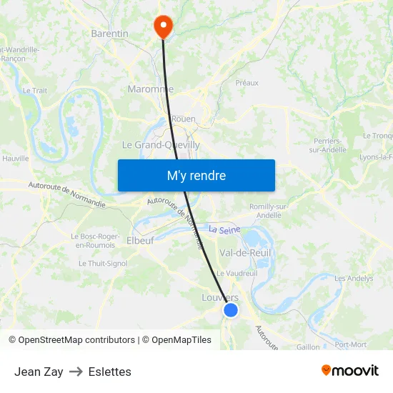 Jean Zay to Eslettes map