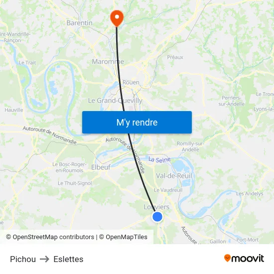 Pichou to Eslettes map