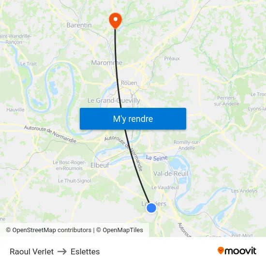 Raoul Verlet to Eslettes map