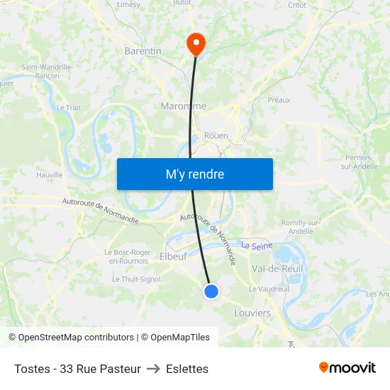 Tostes - 33 Rue Pasteur to Eslettes map