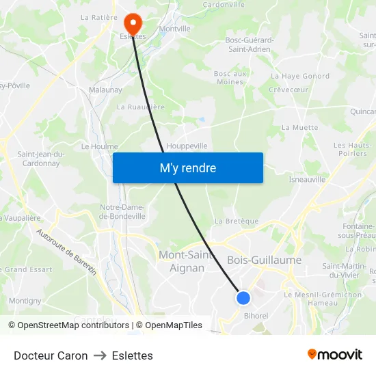 Docteur Caron to Eslettes map