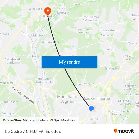 Le Cèdre / C.H.U to Eslettes map