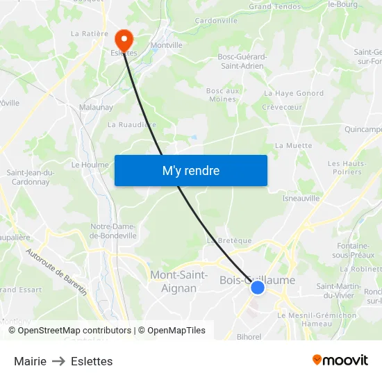 Mairie to Eslettes map