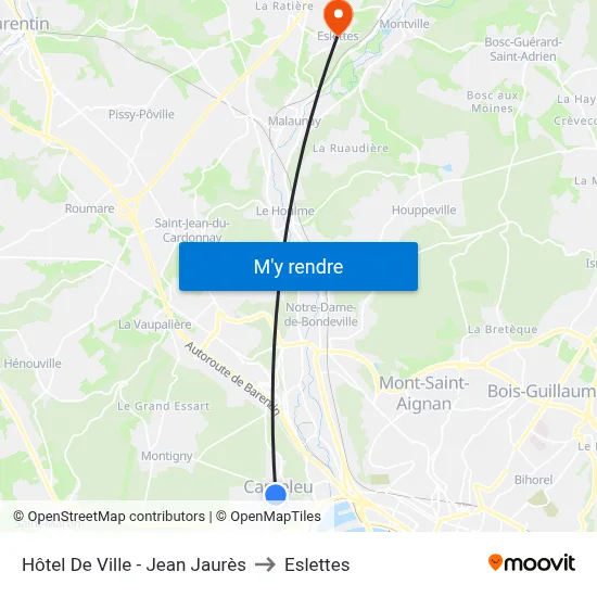 Hôtel De Ville - Jean Jaurès to Eslettes map