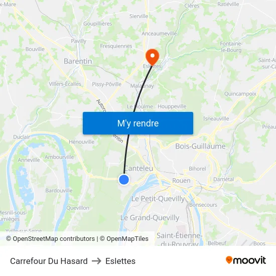 Carrefour Du Hasard to Eslettes map