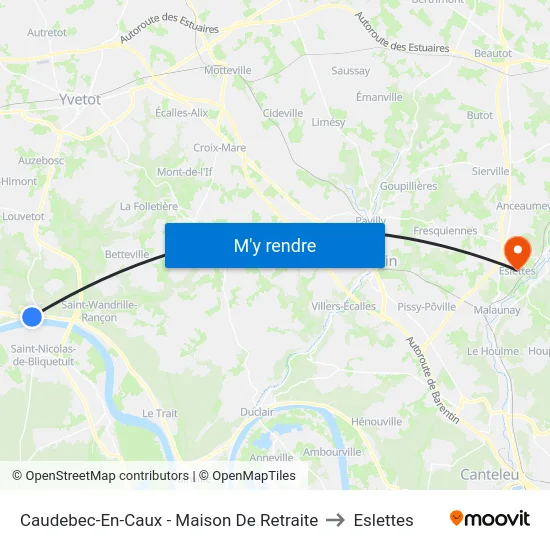 Caudebec-En-Caux - Maison De Retraite to Eslettes map