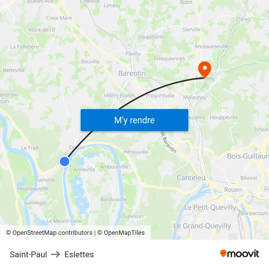 Saint-Paul to Eslettes map