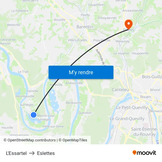 L'Essartel to Eslettes map