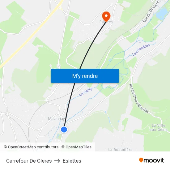 Carrefour De Cleres to Eslettes map