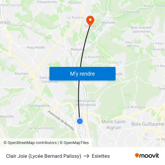 Clair Joie (Lycée Bernard Palissy) to Eslettes map