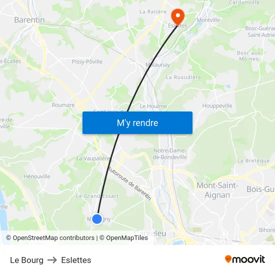 Le Bourg to Eslettes map