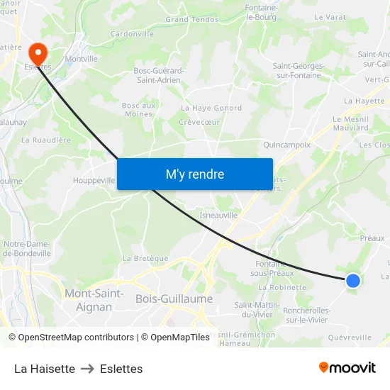 La Haisette to Eslettes map
