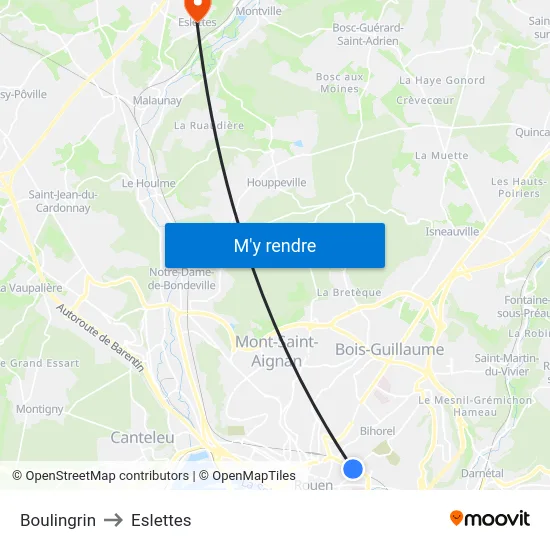Boulingrin to Eslettes map