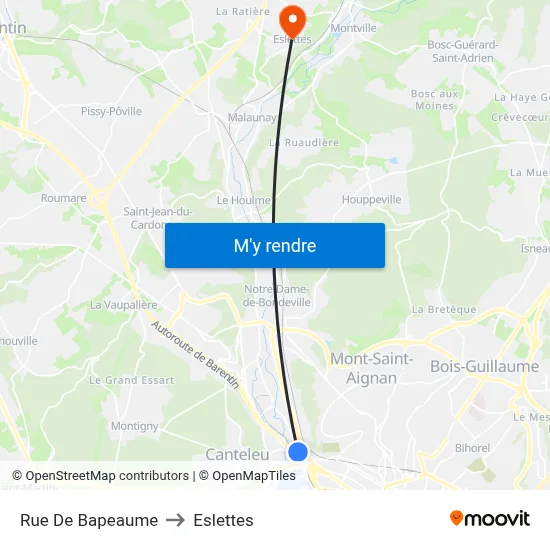 Rue De Bapeaume to Eslettes map