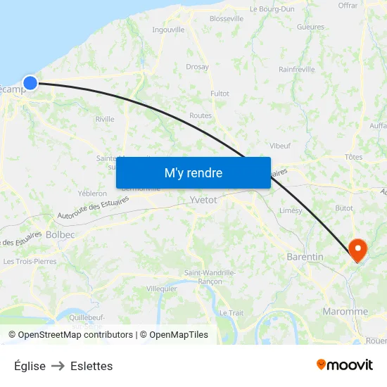 Église to Eslettes map