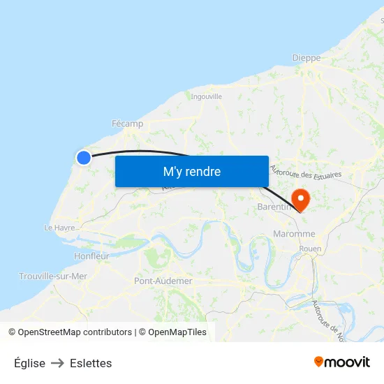 Église to Eslettes map