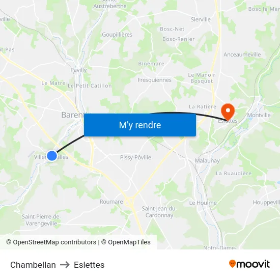 Chambellan to Eslettes map