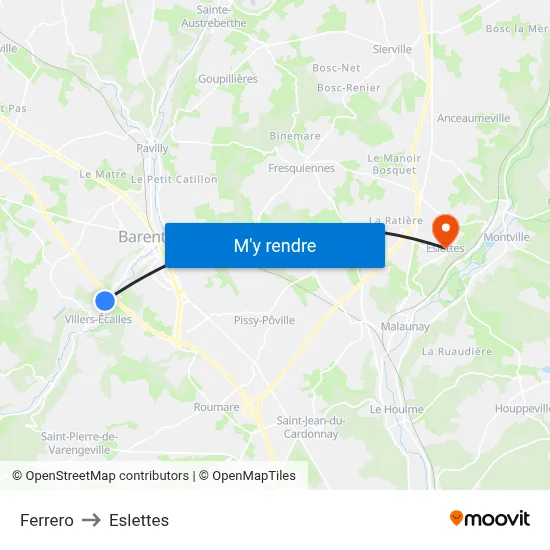 Ferrero to Eslettes map