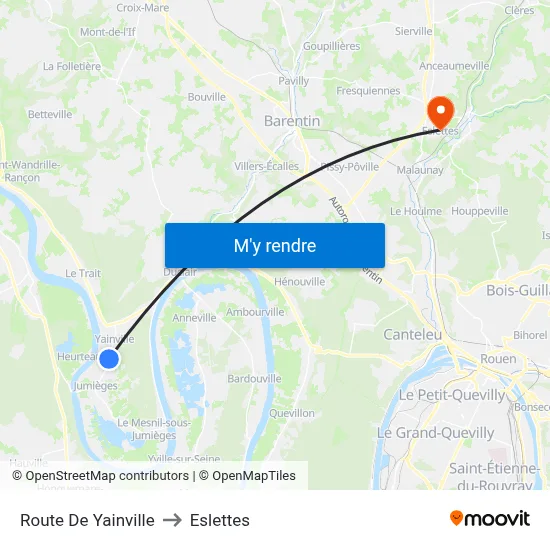 Route De Yainville to Eslettes map