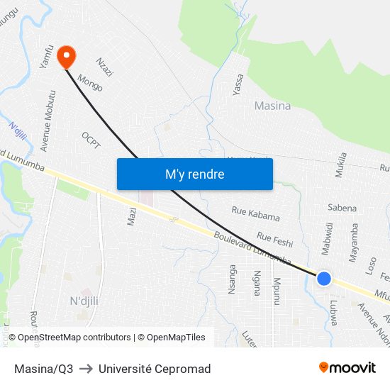 Masina/Q3 to Université Cepromad map