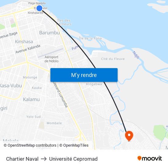 Chartier Naval to Université Cepromad map
