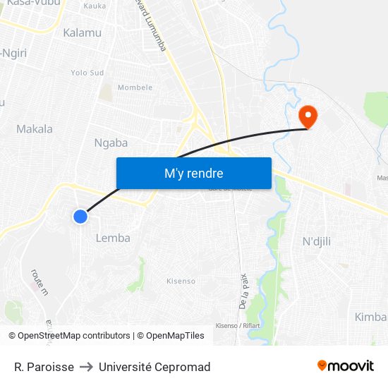 R. Paroisse to Université Cepromad map