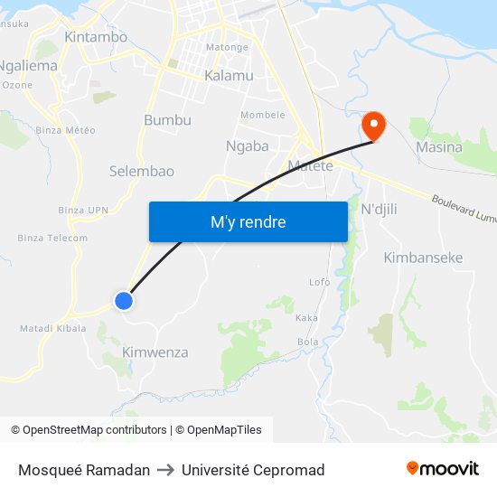 Mosqueé Ramadan to Université Cepromad map