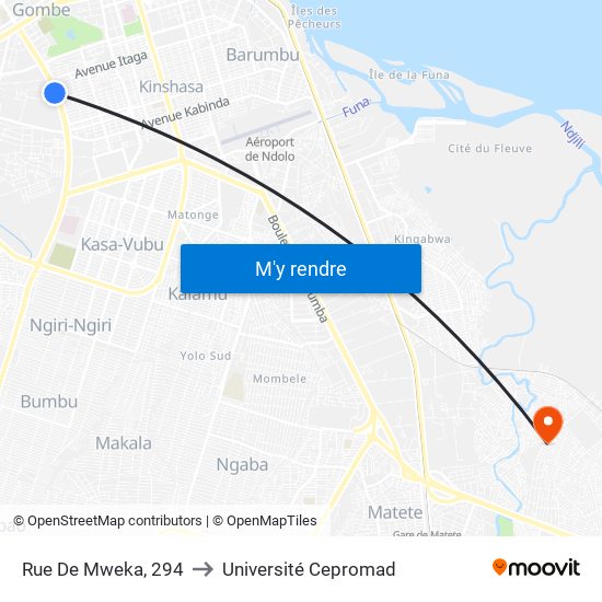 Rue De Mweka, 294 to Université Cepromad map