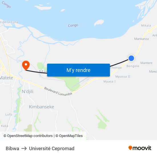 Bibwa to Université Cepromad map