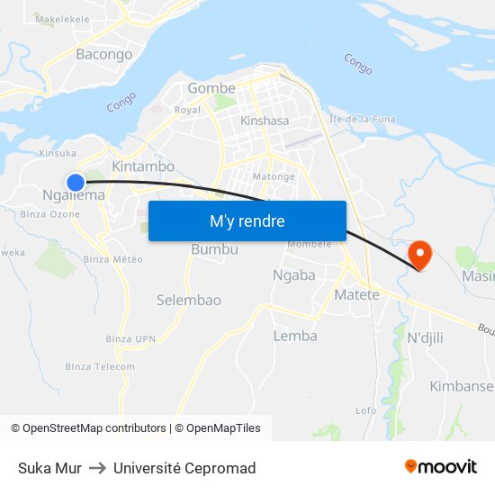 Suka Mur to Université Cepromad map