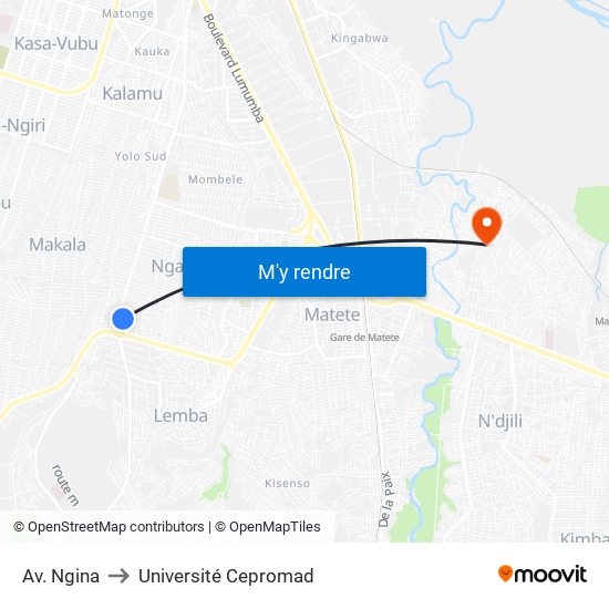 Av. Ngina to Université Cepromad map
