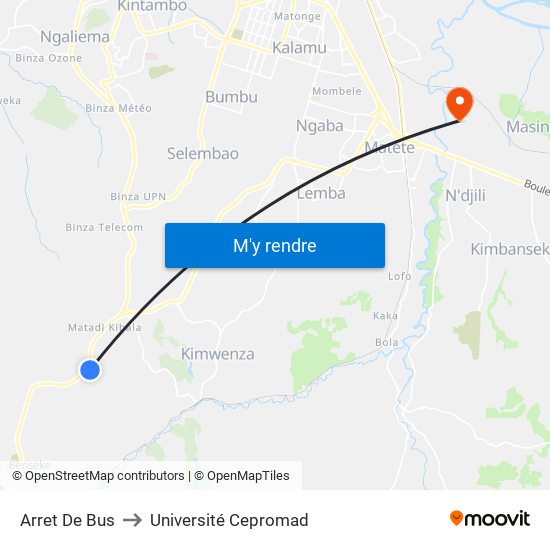 Arret De Bus to Université Cepromad map