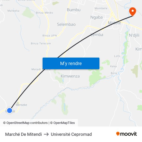 Marché De Mitendi to Université Cepromad map
