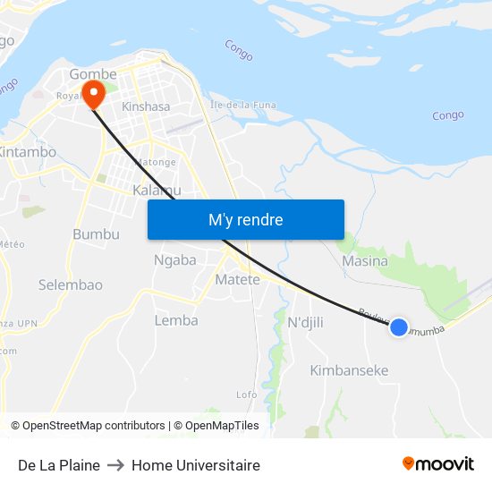 De La Plaine to Home Universitaire map