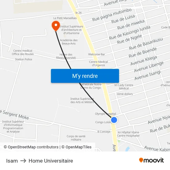 Isam to Home Universitaire map