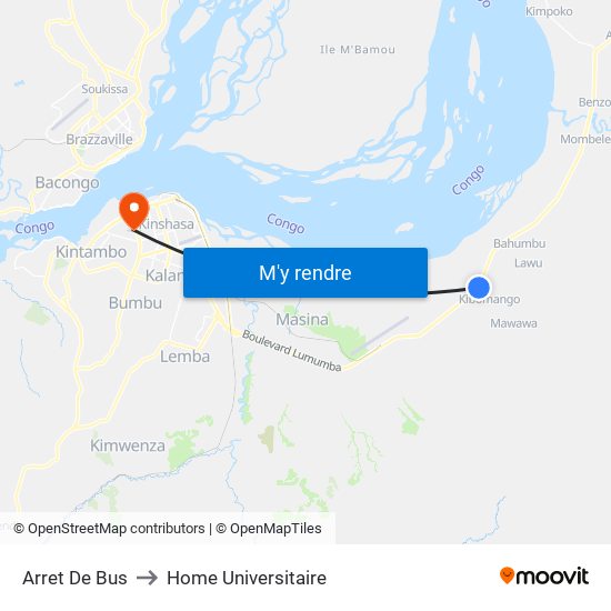Arret De Bus to Home Universitaire map